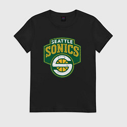 Футболка хлопковая женская Seattle sonics, цвет: черный