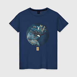 Женская футболка Попугай акварельный в круге