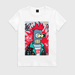 Женская футболка Бендер панк - граффити