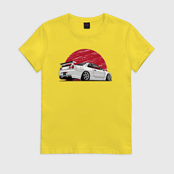 Футболка хлопковая женская Nissan Skyline art, цвет: желтый