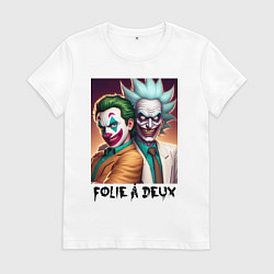 Футболка хлопковая женская Rick Sanchez and Joker Morty - collab, цвет: белый