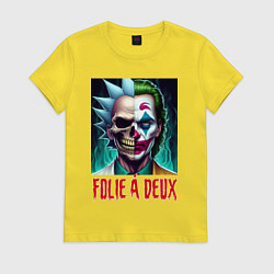 Футболка хлопковая женская Rick Sanchezs skull and the Joker - collab, цвет: желтый