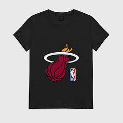 Футболка хлопковая женская Майами Хит - команда НБА, цвет: черный
