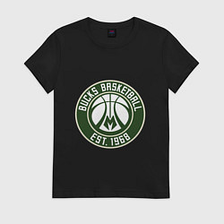 Футболка хлопковая женская Милуоки Бакс - команда, цвет: черный