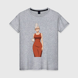 Футболка хлопковая женская Dandadan Seiko в платье, цвет: меланж