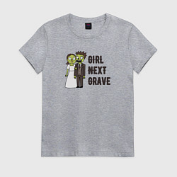 Футболка хлопковая женская Любовь зомби, цвет: меланж