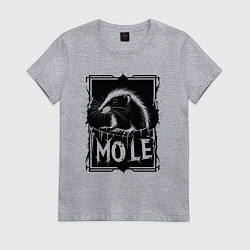 Футболка хлопковая женская Крот в рамке, цвет: меланж