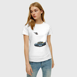 Футболка хлопковая женская Летающее такси ретрофутуризм стримлайн, цвет: белый — фото 2
