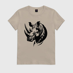 Футболка хлопковая женская Черный носорог, цвет: миндальный