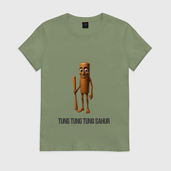 Женская футболка Tung tung tung Sahur Brainrot