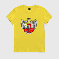Футболка хлопковая женская Федерация бокса России - логотип, цвет: желтый