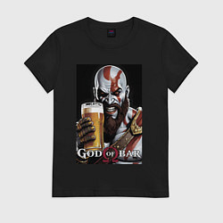 Футболка хлопковая женская Kratos - god of bar, цвет: черный