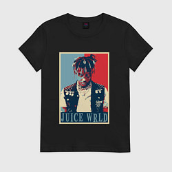 Футболка хлопковая женская Rapper Juice WRLD, цвет: черный