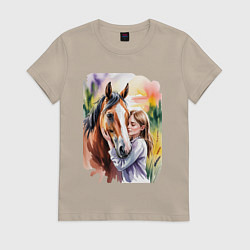 Футболка хлопковая женская Доверие, цвет: миндальный