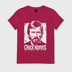 Футболка хлопковая женская Чак Норрис в стиле стрит-арт, цвет: маджента
