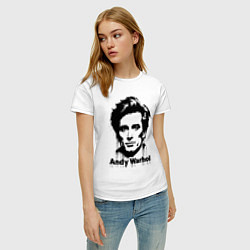 Футболка хлопковая женская Молодой Энди Уорхол, цвет: белый — фото 2