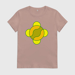 Футболка хлопковая женская Графический фантастический элемент, цвет: пыльно-розовый