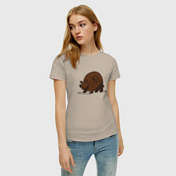 Футболка хлопковая женская Медведь округлый чел, цвет: миндальный — фото 2