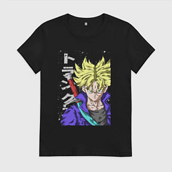 Футболка хлопковая женская Драконий жемчуг Транкс из будущего, цвет: черный