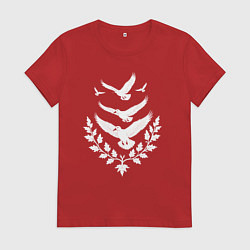 Футболка хлопковая женская Пять серебряных птиц Чебоксар, цвет: красный