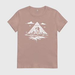 Футболка хлопковая женская Тайна пирамид и Сфинкса, цвет: пыльно-розовый