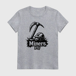 Футболка хлопковая женская День шахтера шлем и кирка, цвет: меланж