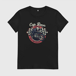 Футболка хлопковая женская Cafe racer garage, цвет: черный