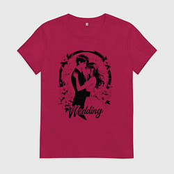 Футболка хлопковая женская Свадьба аниме, цвет: маджента