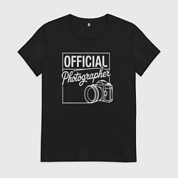 Футболка хлопковая женская Официальный фотограф, цвет: черный