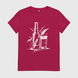 Футболка хлопковая женская Хмельная классика, цвет: маджента