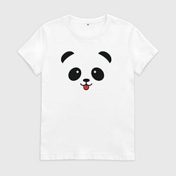 Футболка хлопковая женская Весёлая панда, цвет: белый