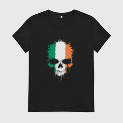 Футболка хлопковая женская Череп - Ирландия, цвет: черный
