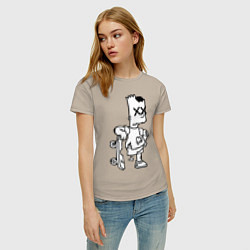 Футболка хлопковая женская Bart Simpsons Zombie, цвет: миндальный — фото 2