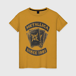 Футболка хлопковая женская Metallica: since 1981, цвет: горчичный