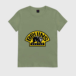 Футболка хлопковая женская HC Boston Bruins Label, цвет: авокадо