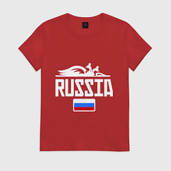 Футболка хлопковая женская Russia, цвет: красный