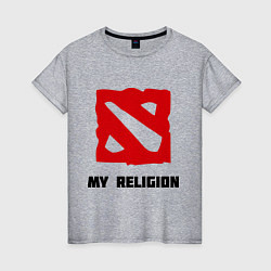 Футболка хлопковая женская Dota 2: My Religion, цвет: меланж