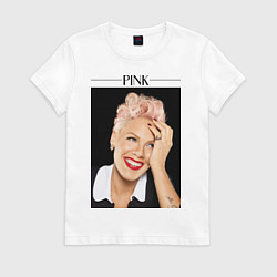 Футболка хлопковая женская Pink: portrait, цвет: белый