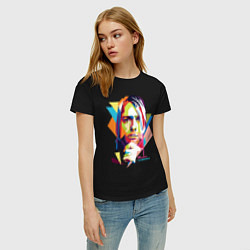 Футболка хлопковая женская Kurt Cobain: Colors, цвет: черный — фото 2