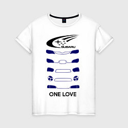 Футболка хлопковая женская One love subaru, цвет: белый