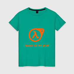 Футболка хлопковая женская HL3: I want to believe, цвет: зеленый