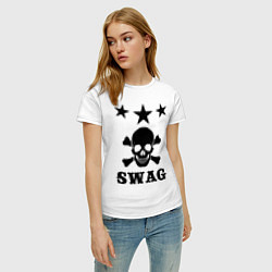 Футболка хлопковая женская SWAG Skull, цвет: белый — фото 2