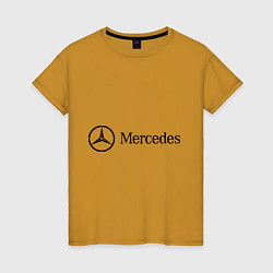 Футболка хлопковая женская Mercedes Logo, цвет: горчичный