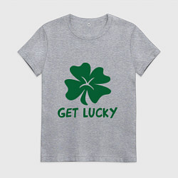 Футболка хлопковая женская Get lucky, цвет: меланж