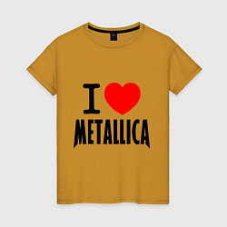 Футболка хлопковая женская I love Metallica, цвет: горчичный