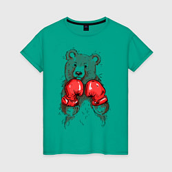 Футболка хлопковая женская Bear Boxing, цвет: зеленый