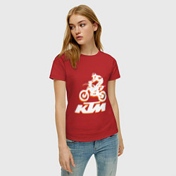 Футболка хлопковая женская KTM белый, цвет: красный — фото 2