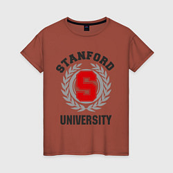 Футболка хлопковая женская Stanford University, цвет: кирпичный