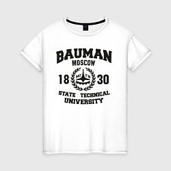 Футболка хлопковая женская BAUMAN University, цвет: белый