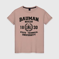 Футболка хлопковая женская BAUMAN University, цвет: пыльно-розовый